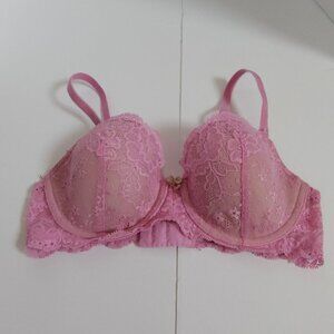 Ladies SZ 32D VS Pink Lace Demi Underwire Bra